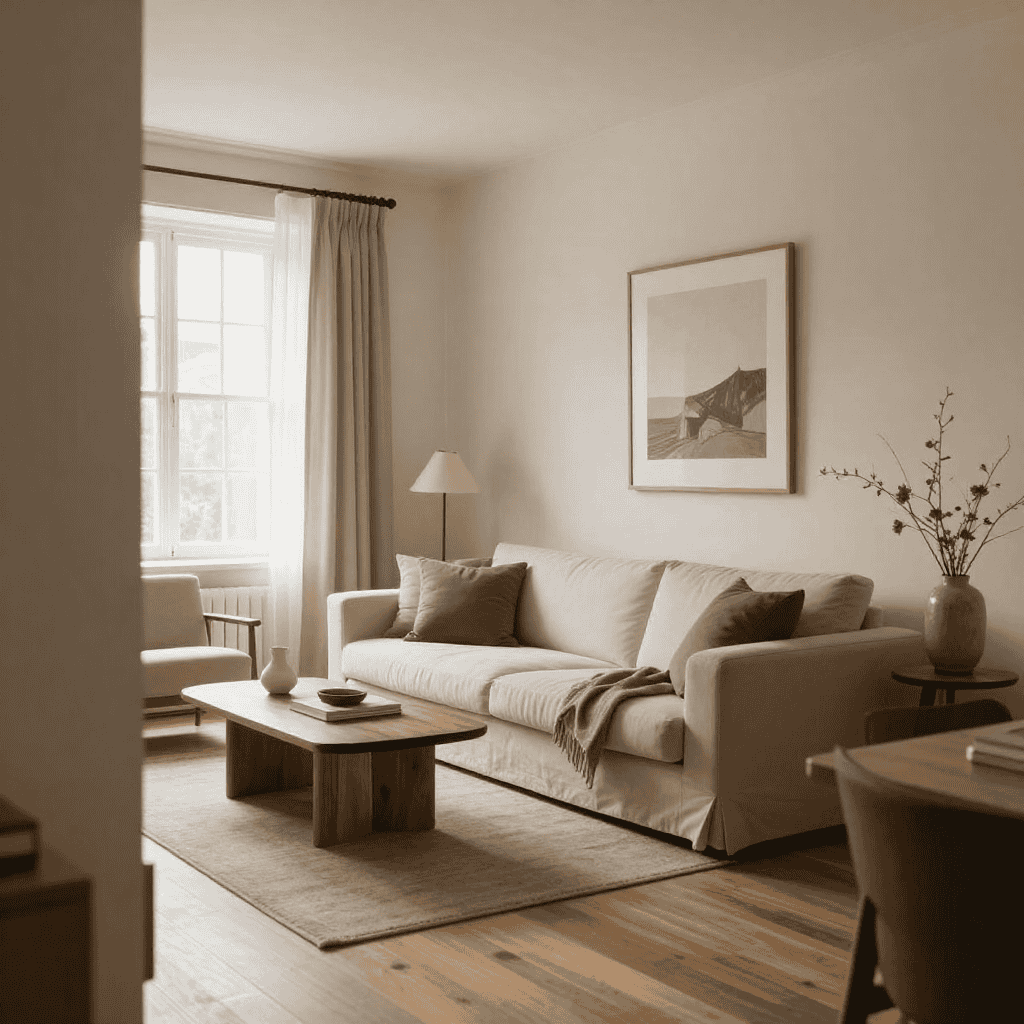 Salón residencial con diseño editorial